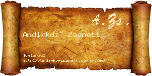 Andirkó Zsanett névjegykártya